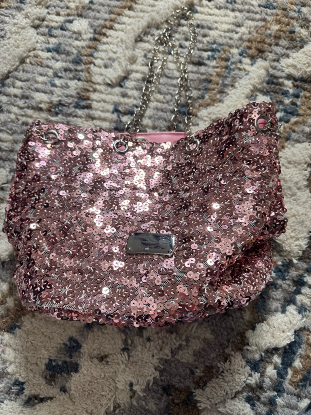 Pink Sequin Chain-Handle Tote Bag - Picture 6 of 7